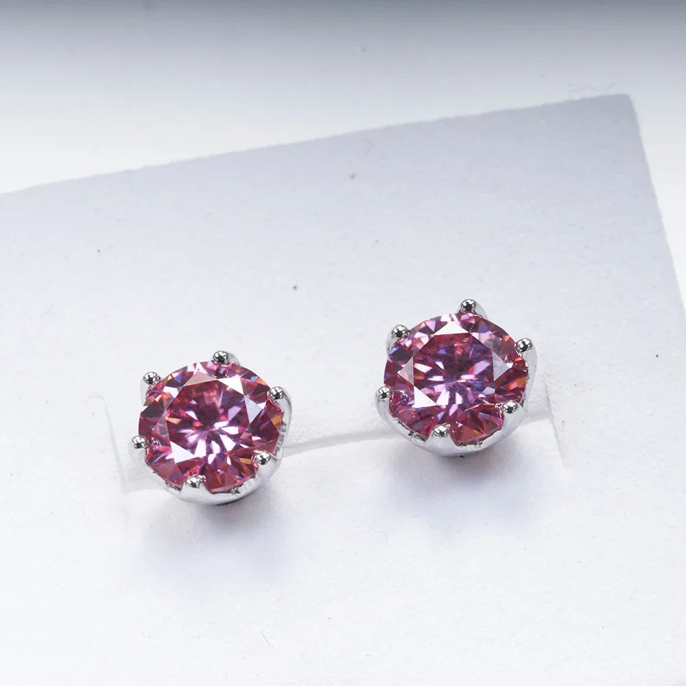 Butterflykiss Real 1 CT D Color Moissanite Stud Earrings For Women Top Quality 925 Sterling Silver Sparkling Wedding Jewelry