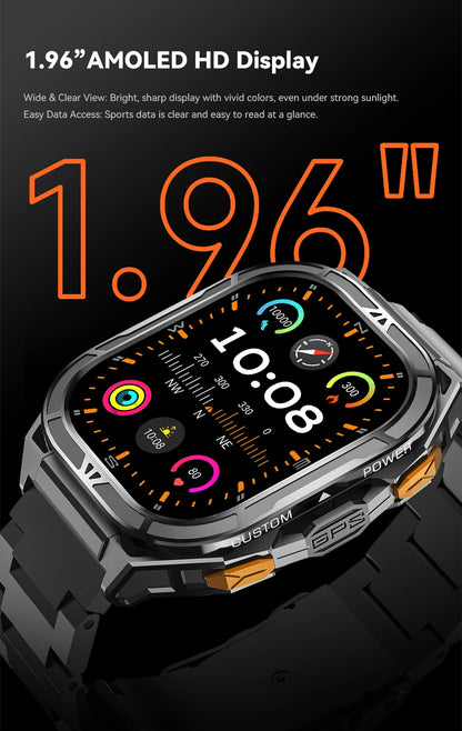 Cubot GT 3 Smart Watch, 5ATM Waterproof, 1.96-inch AMOLED, Blood Oxygen, Fitness Tracker Heart Rate GPS Sport Smartwatch for Men