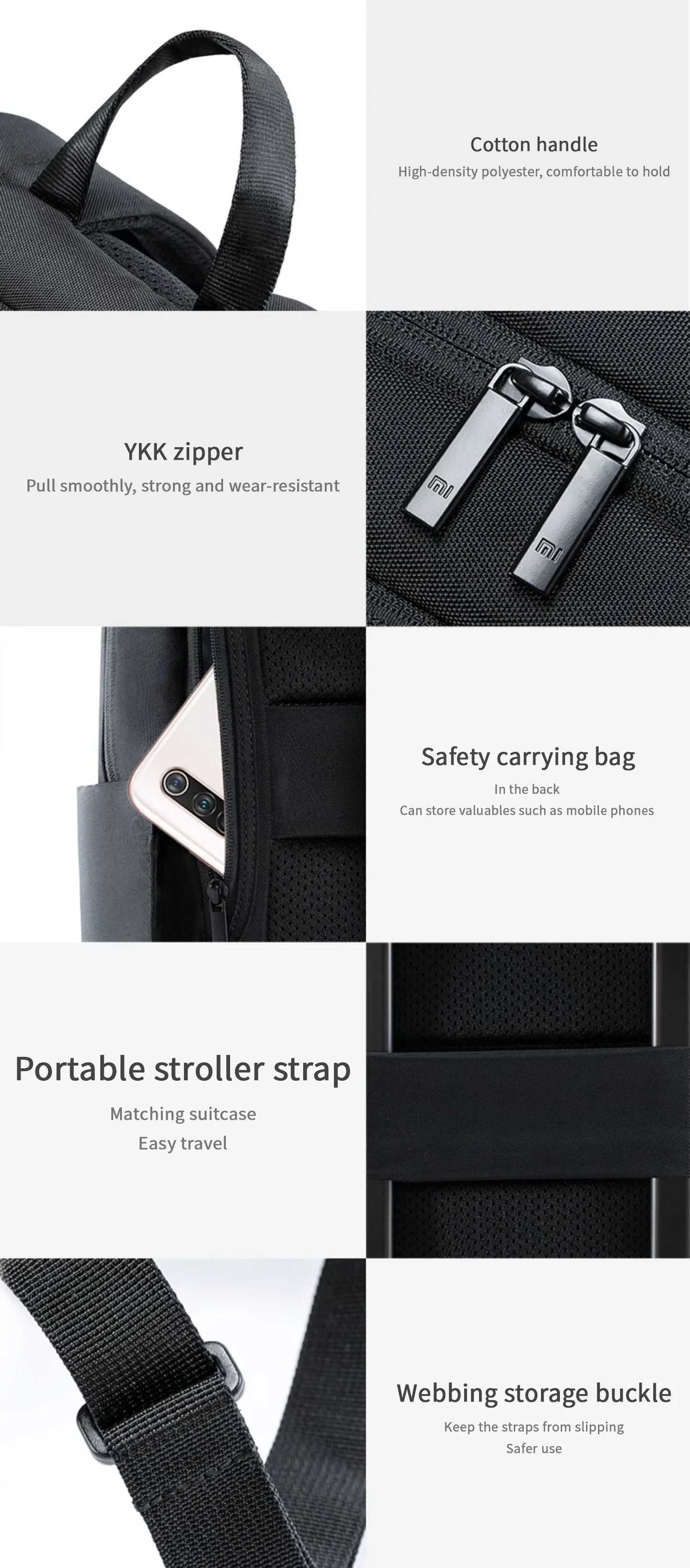 Xiaomi classic business backpack fashion laptop bag for men and women travel large capacity backpack.