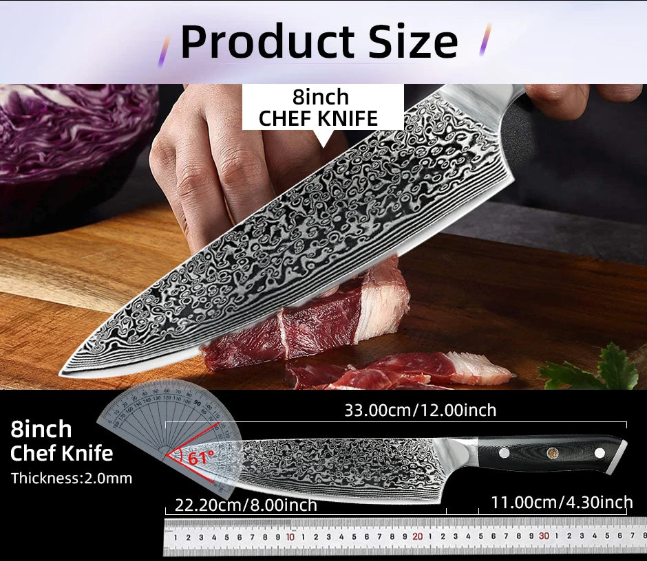 Damascus Kitchen Knives Set Japanese Chef Kitchen Knives VG10 67 Layer Stainless