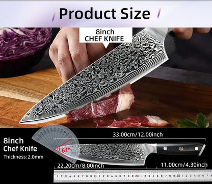 Damascus Kitchen Knives Set Japanese Chef Kitchen Knives VG10 67 Layer Stainless