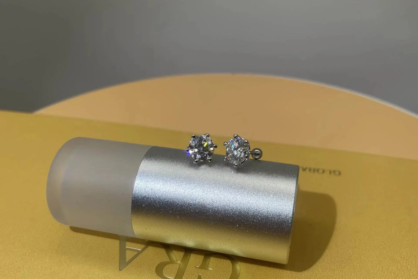 EWYA 0.2/0.5/2ct D Color Moissanite Screw Stud Earrings for Women Men Silver 925 Plated 18K Pass Diamond Test 6 Prong Earring