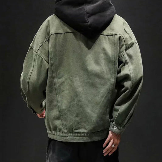 Men's Denim Jacket Autumn Male Jean Coats Black Cargo Big Size Menswear
