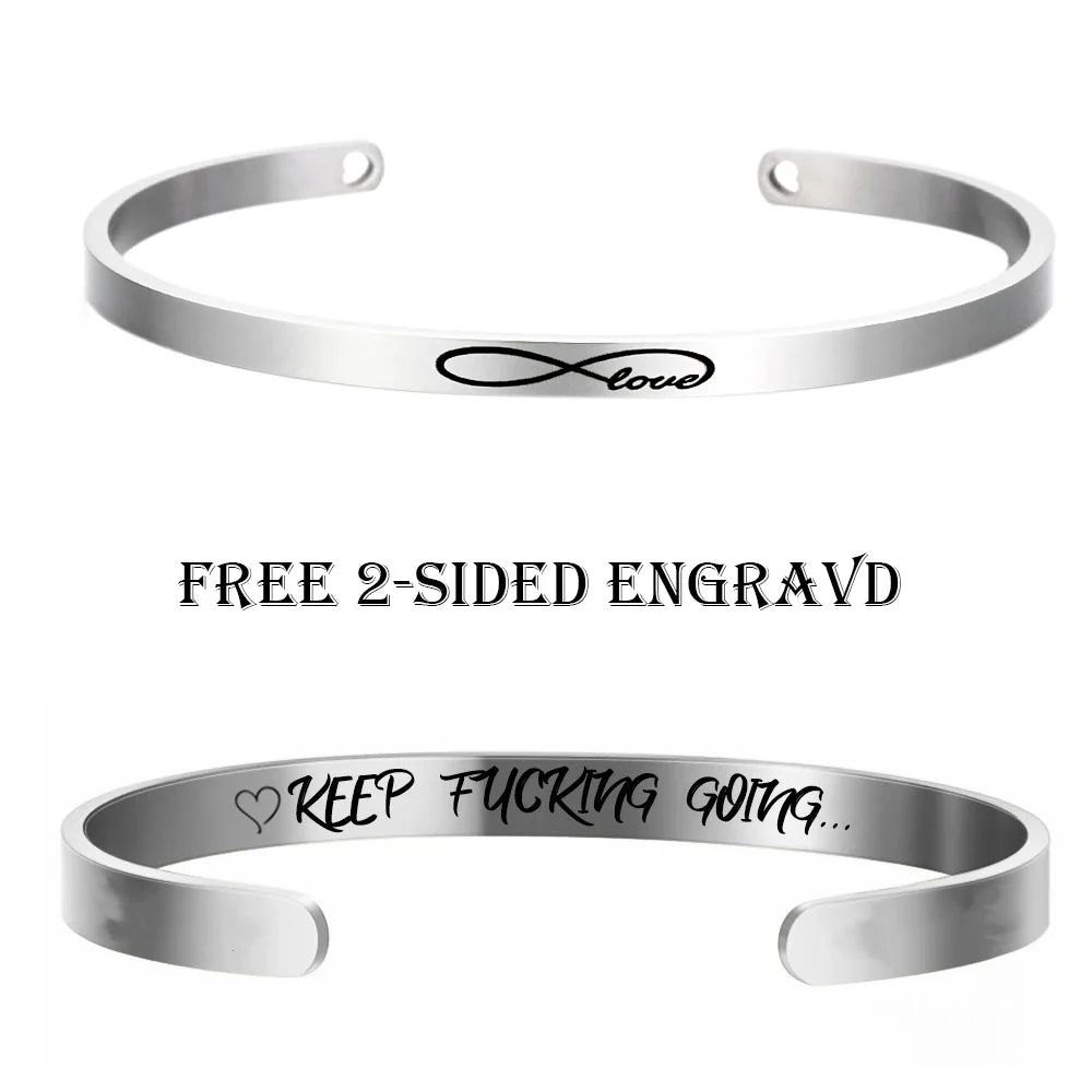Personnalisé Bracelet for Women Custom Necklace Bar Engraved Name Text Mantra Bangle Cuff Stainless Steel Jewelry for Women Gift