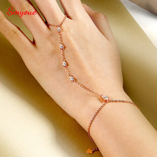 Smyoue Pear Cut Genuine Moissanite Bracelets for Women Girls Luxury Chain Lab Diamond S925 Sterling Silver Plated 18K Jewelry