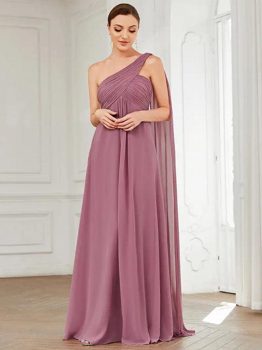 Simple Elegant Evening Dresses Long A-LINE One-Shoulder Strapless Gown 2024