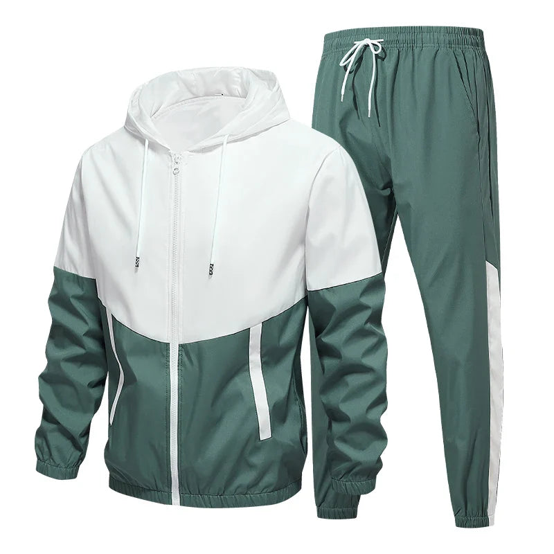CHRLCK Men's Running Sportswear Suits Breathable Clothes Sports Joggers Training Gym Fitness Tracksuit Sets Men