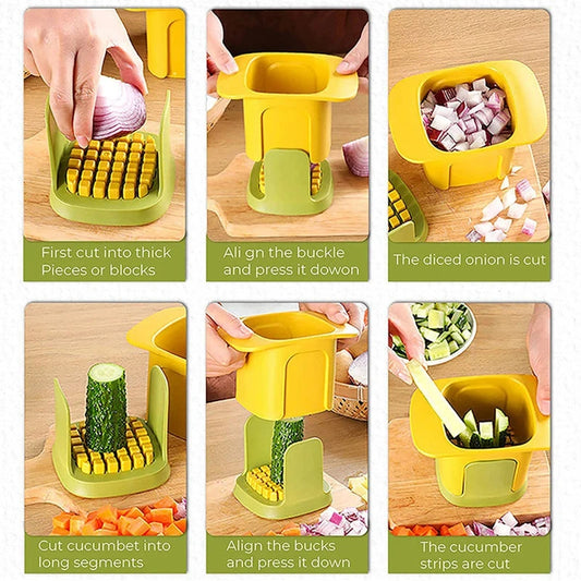 2 In 1 Multifunctional Vegetable Chopper Potato Onion Dicer Strip Cutter Cucumber