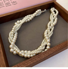 Bohemian Style Imitation Pearl Multi-layered Women's Necklace Exaggerated Fashion