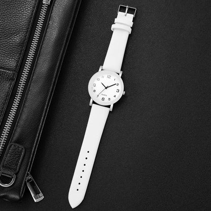 1/2PCS Fashion Couple's Watches Leather Strap Wristwatch Men Women Casual Arabic Dial Quartz Watches (Without Box)