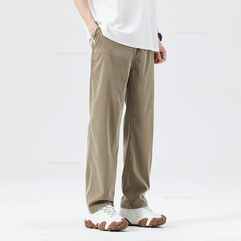 Thin Baggy Lyocell Jeans Men's Fashion Ice Silk Elastic Waist