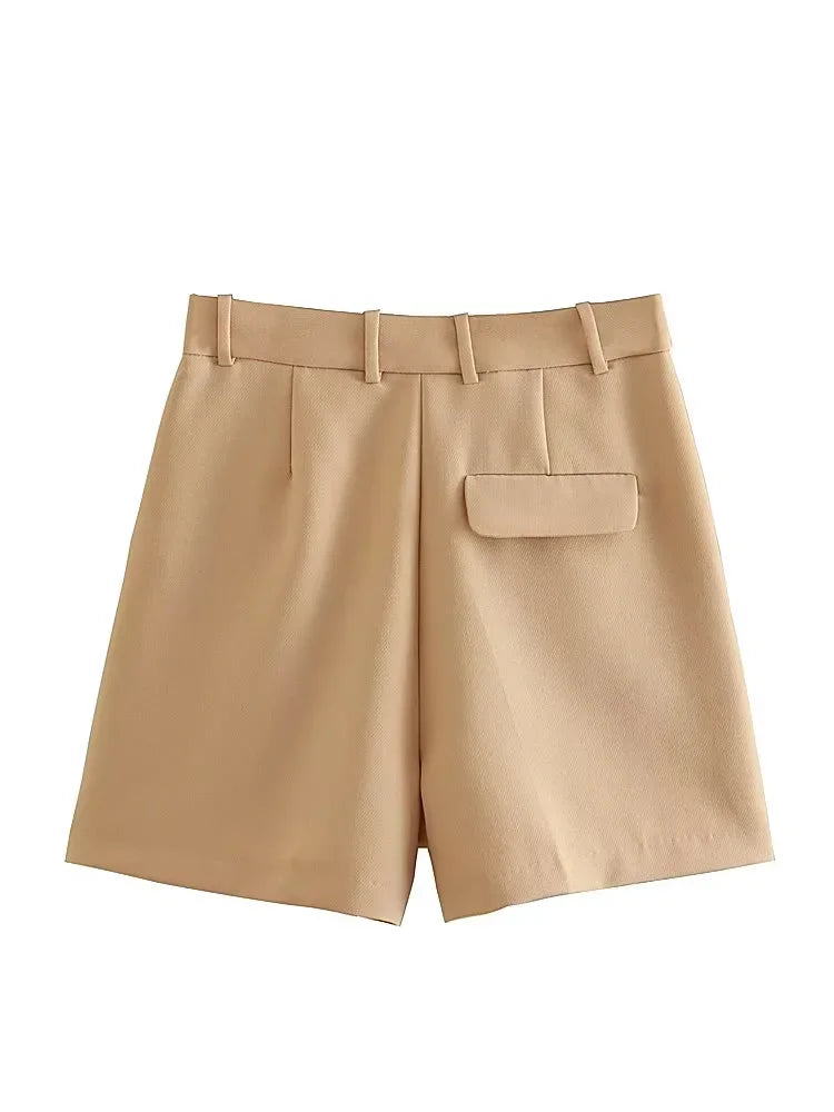 HXAO Female Shorts Black Pink Shorts Woman Summer 2024 Pleated Baggy White Shorts For Women Casual High Waist Short Pants