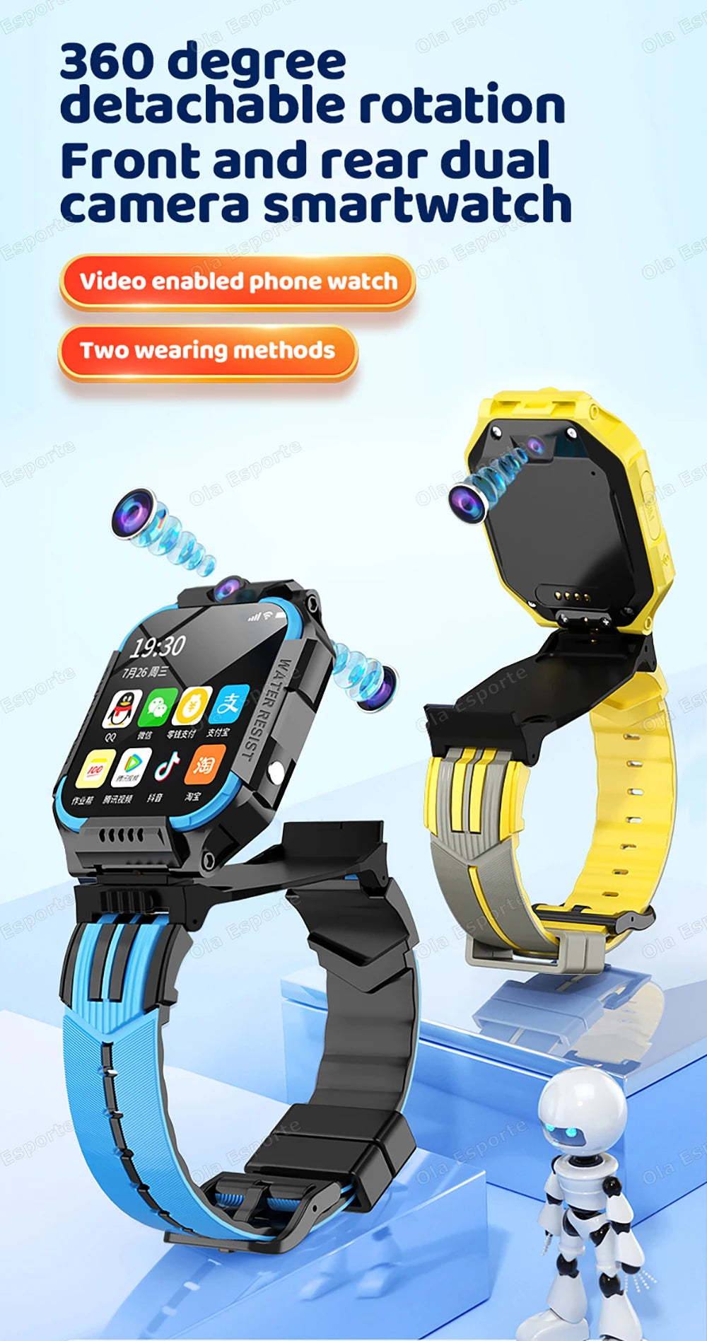 5G Kids Smart Watch SOS GPS Location Sim Card Call Child SmartWatch Camera Video Call Waterproof Watch Boys Girls Children Gift