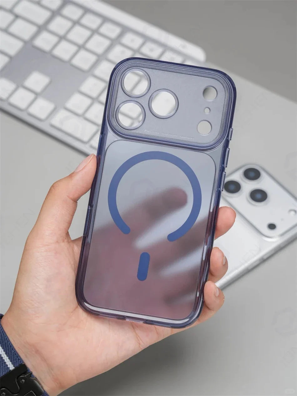 Business Matte Clear Camera Button Magnetic Case For iPhone 17 Pro Max Air 17pro Detachable Lens Shockproof Cover For Magsafe