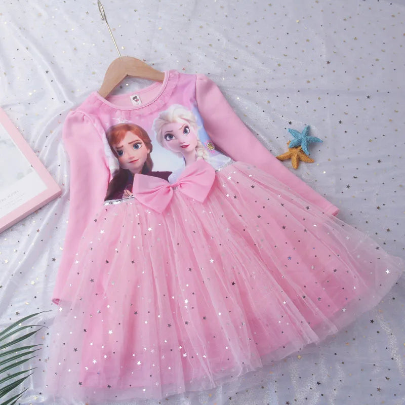 Fall Dresses for Girls Vestidos Frozen Elsa Dresses Birthday Party Long Sleeve Princess