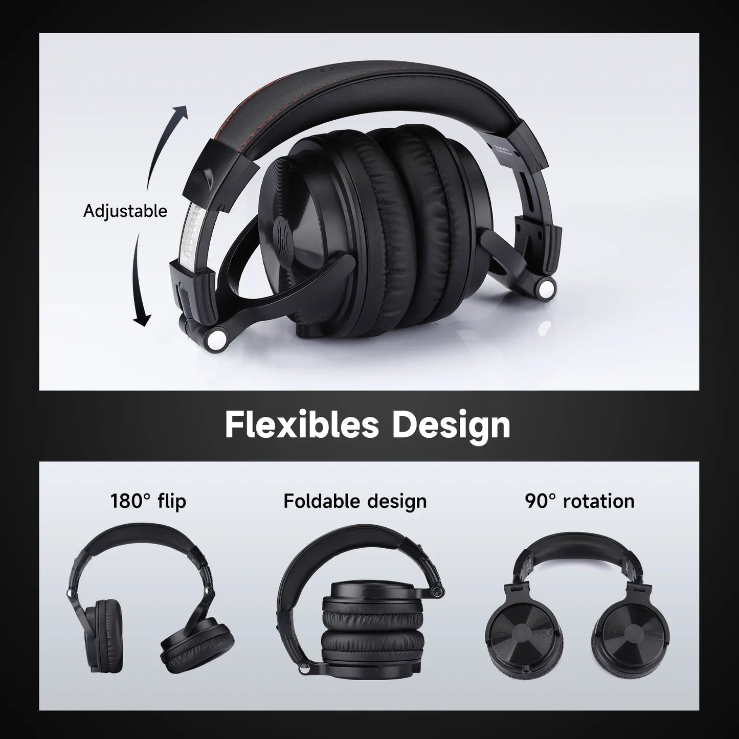 Oneodio Bluetooth Wireless Headphones With Microphone 110Hr Hi-Res Over Ear Bluetooth 5.2 Headset Earphone For Phone PC Sports