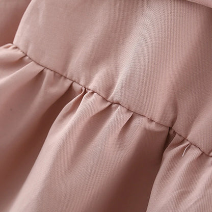 Coat Plaid Large Polo Neck Bow Fashion Long Sleeve Girls' Jacket Solid