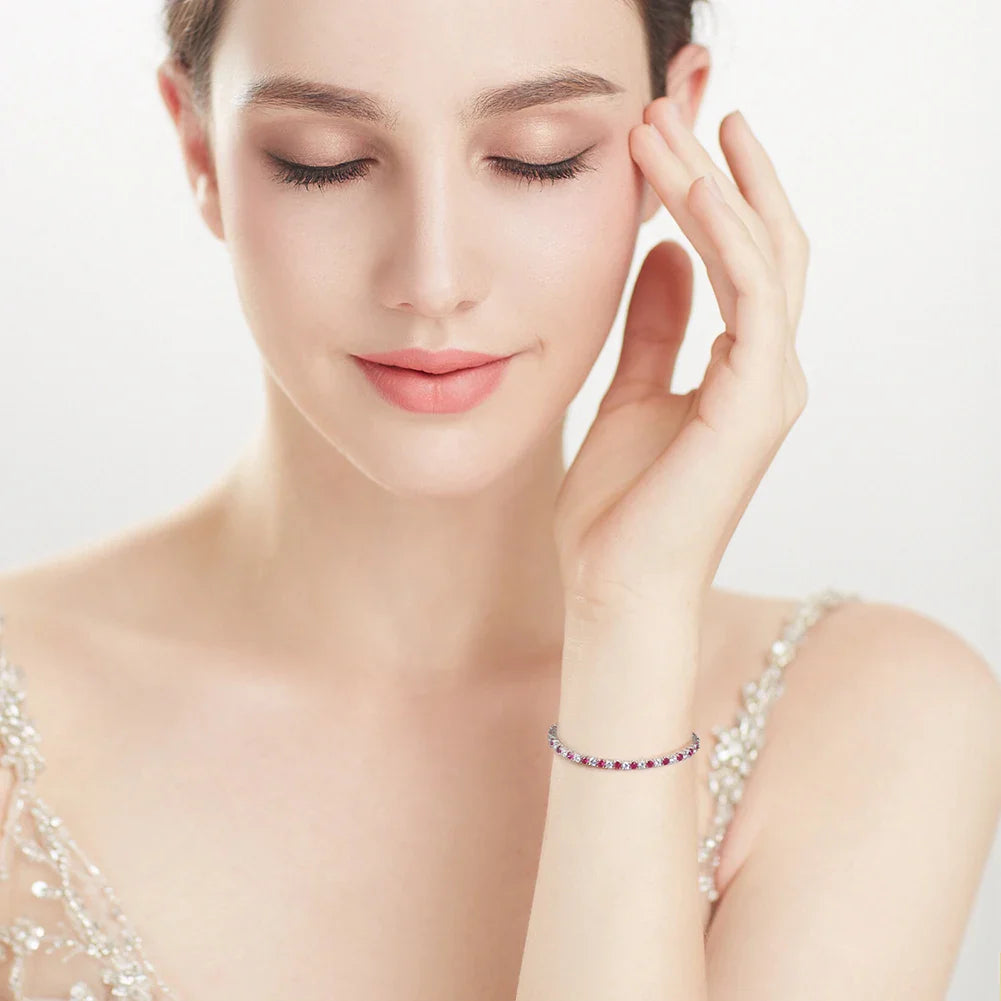 ORSA JEWELS Authentic 925 Sterling Silver Tennis Chain Bracelet Moulding Process Hanmade High-end Hand Chain for Man Woman SB128