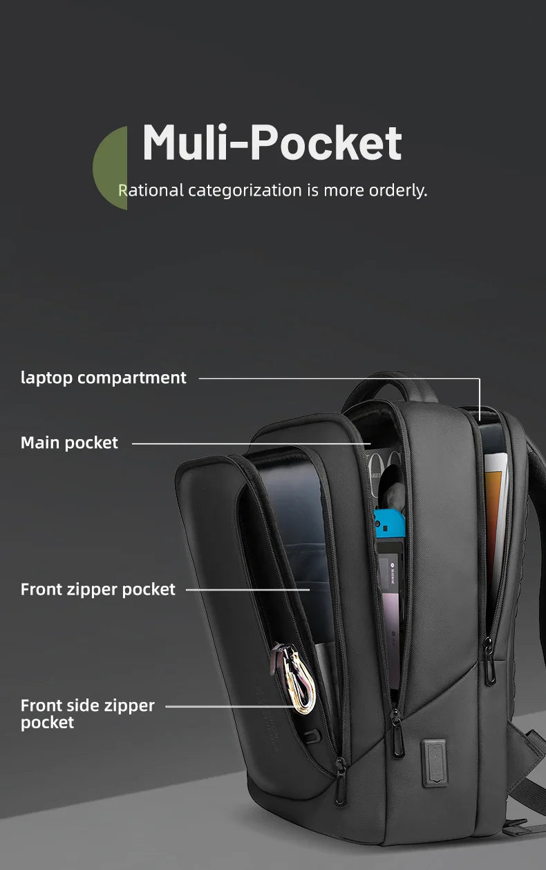 Heroic Knight Multifunctional Men's Backpack 15.6" Laptop Backpack Waterproof Large Capacity Work Travel Backpack with USB Port