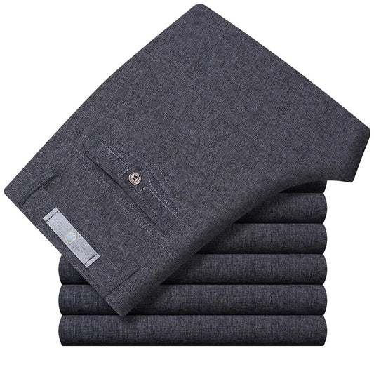 Summer Linen Business Casual Pants For Men Big Size Male Formal Classic Breathable