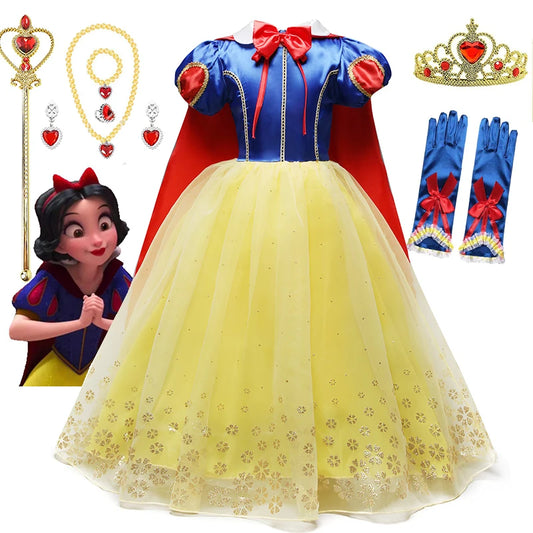 Fancy Snow White Princess Dress Girls Birthday Party Costume Children Carnival Snow White Cosplay Clothing Toddler Pageant Frock