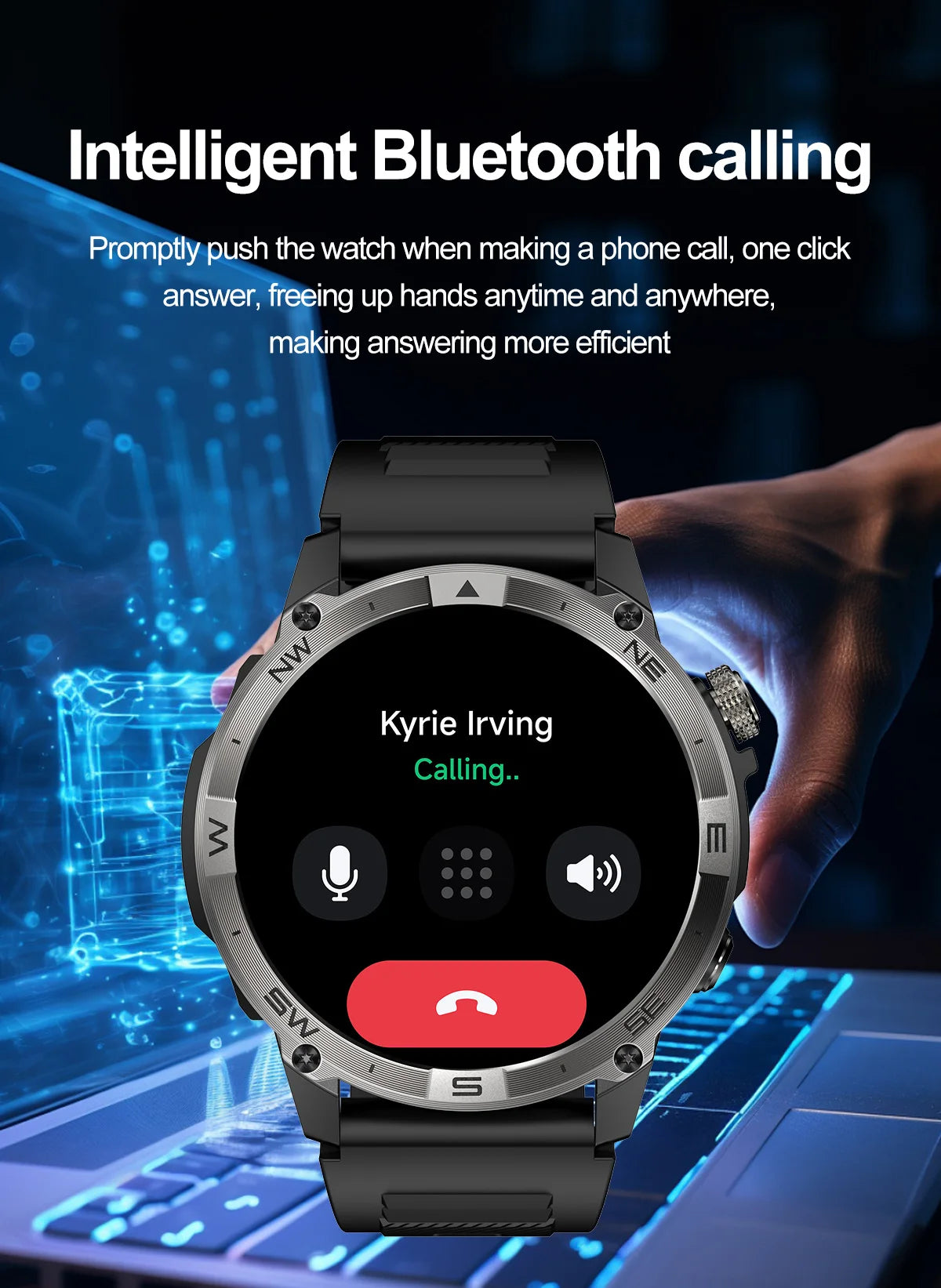 NORTH EDGE GPS Sports Smart Watch 1.43'' Amoled Display AOD Mens Watch Bluetooth Call Altitude Barometer Compass IP68 Waterproof
