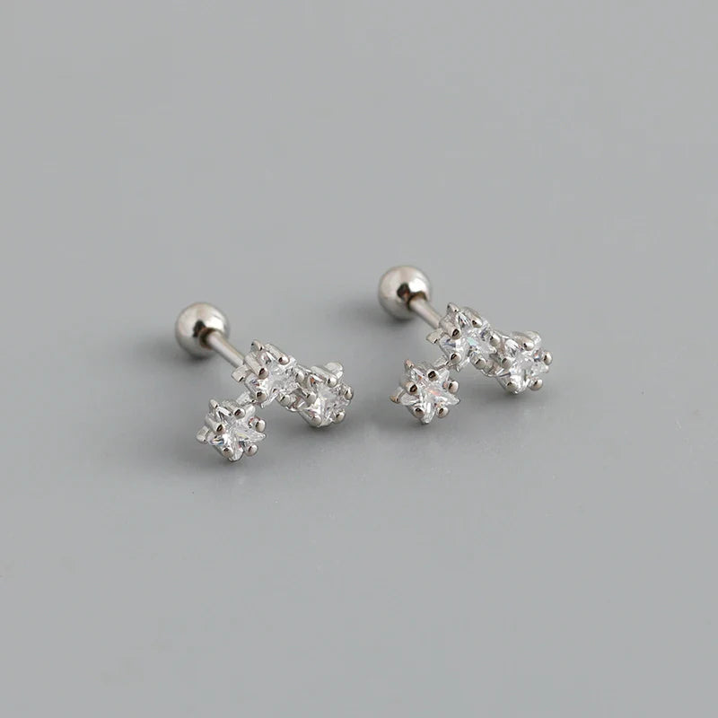 WANTME 925 Sterling Silver Fashion Korean Petal Screw Bead Stud Earrings for Women Charm Ear Bone Piercing Jewelry Accessories