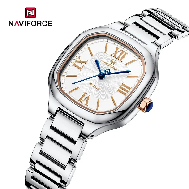 NAVIFORCE Brand High Quality Women Quartz Watch Stainless Steel Strap Casual Elegant Waterproof Wristwatch Relogio Feminino 2024