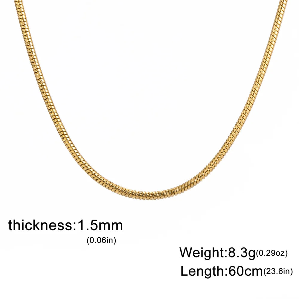 My Shape Round Snake Chain Necklace for Women Men Stainless Steel Link Chain 0.9mm 1.2mm 2mm Chains Choker Fashion Jewelry Gifts