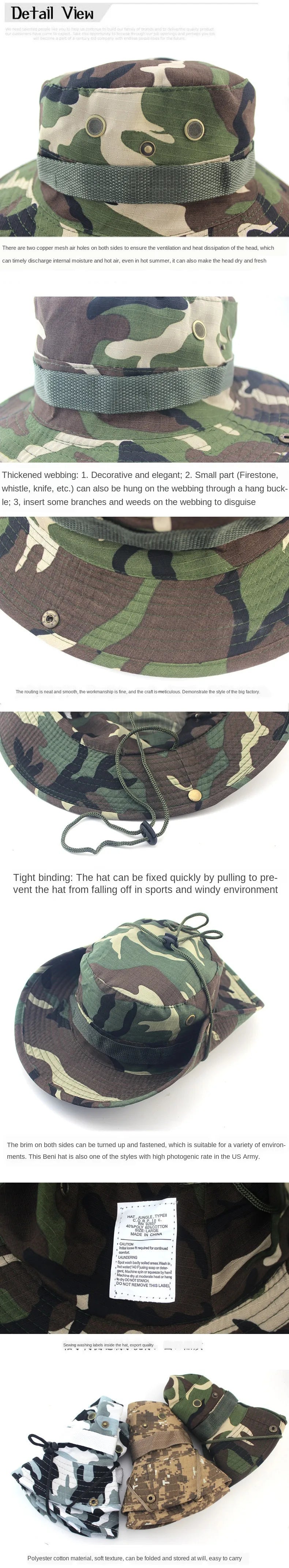 Camouflage Tactical Cap Boonie Bucket Hat Caps Camo Men Outdoor Sports
