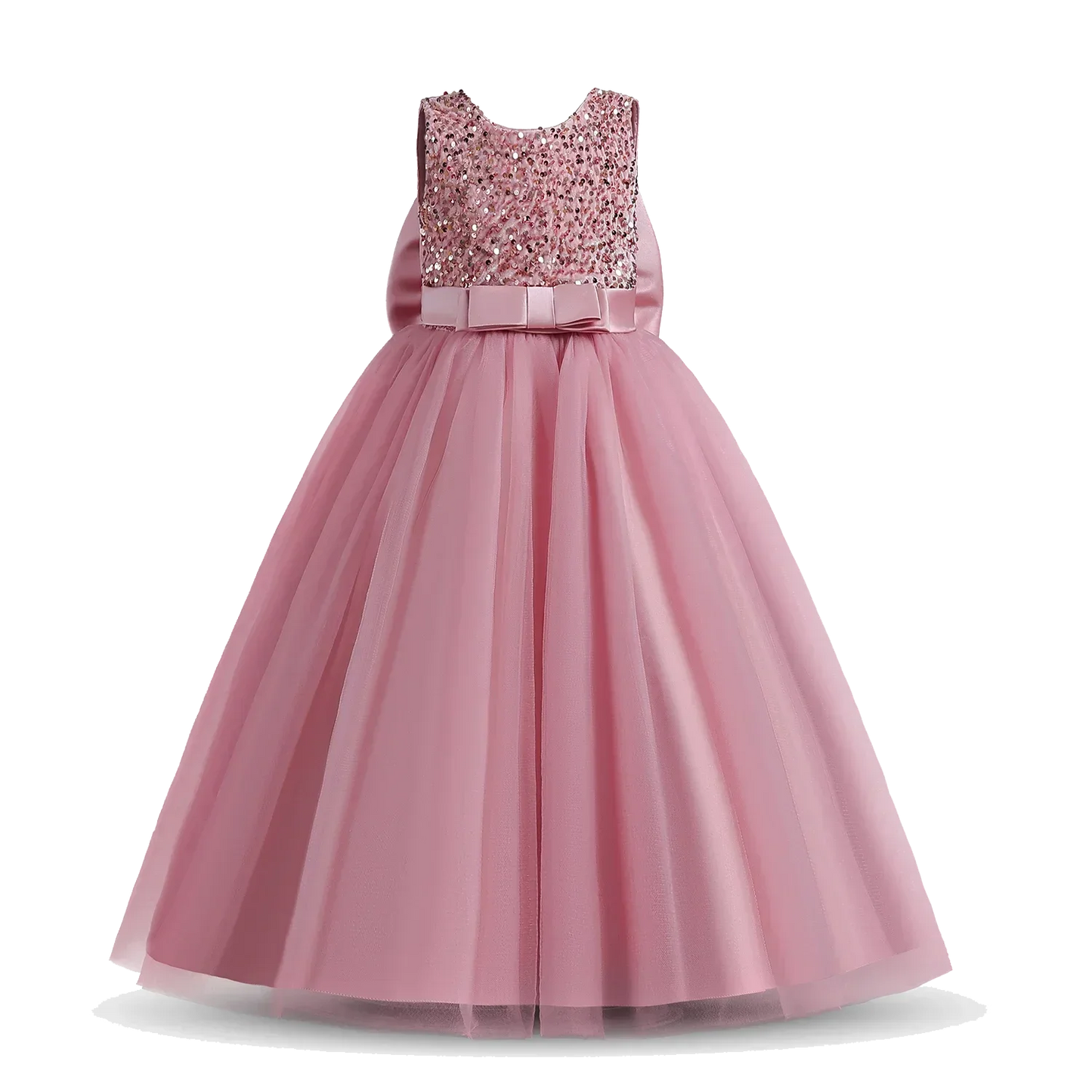 White Dress Long Sleeves Sequin Princess Pageant Birthday Party Dresses for First Communion Gown Flower Girl Dresses for Wedding