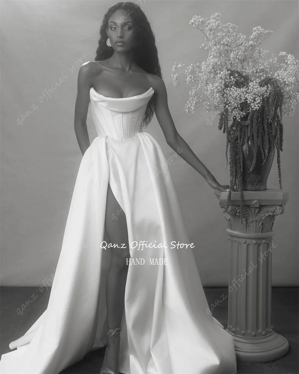 White Bridesmaid Dresses: Wedding Gown Strapless Mermaid Pleat Wedding Dress