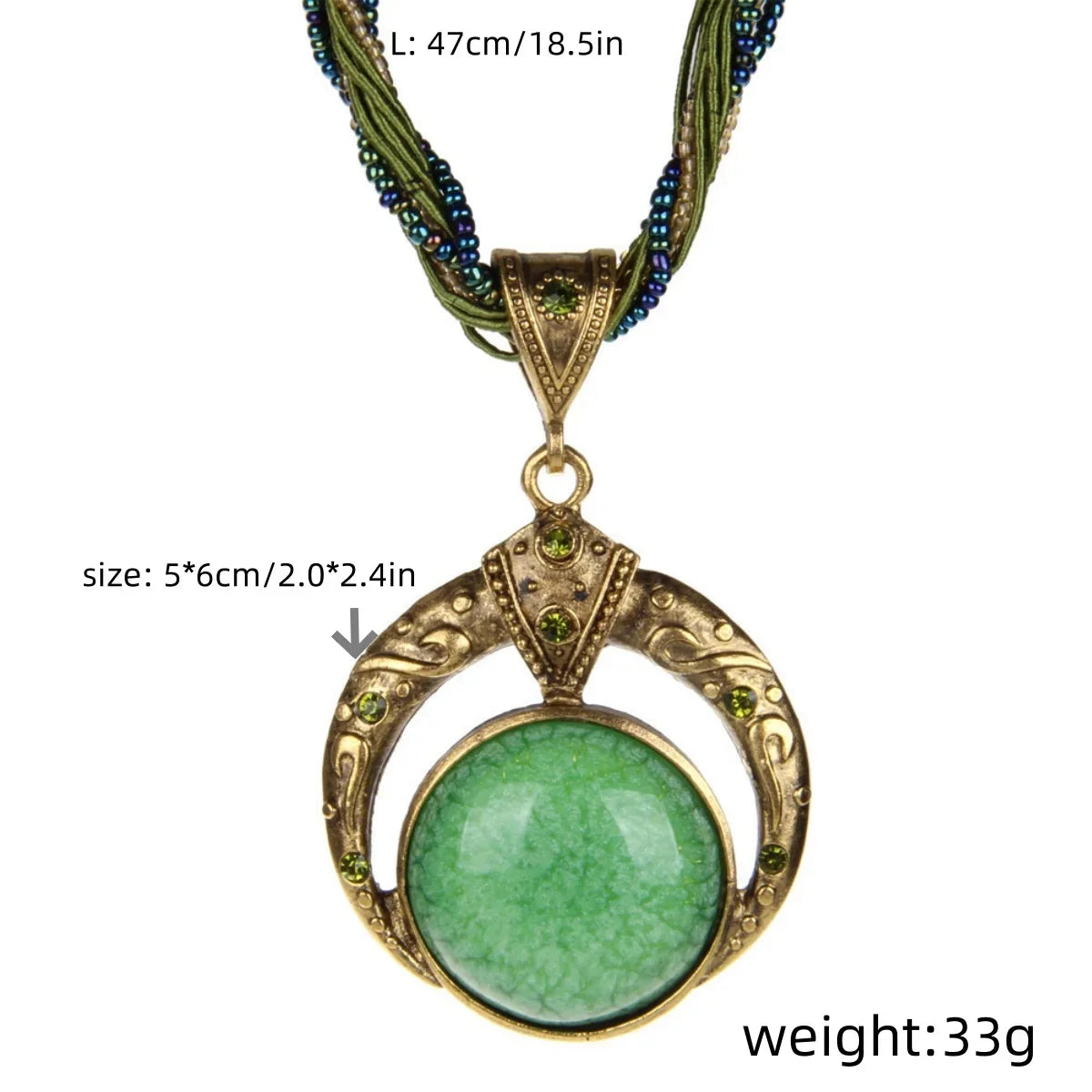 Bohemian Multilayer Necklace Vintage Beads Chain with Crystal Pendant Free-spirited Fashion Jewelry for Women Gift