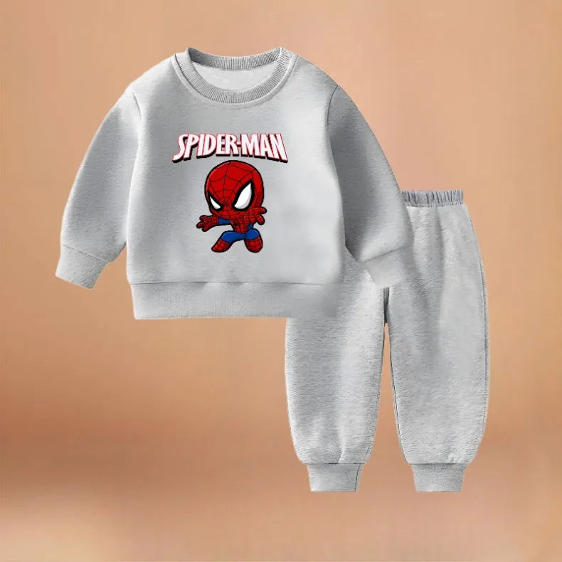 Disney Anime Spiderman Boys O Neck Hoodie Set Spring Fall Children's Pullover and Trousers 2pcs Suit Kids Casual Sportswear New