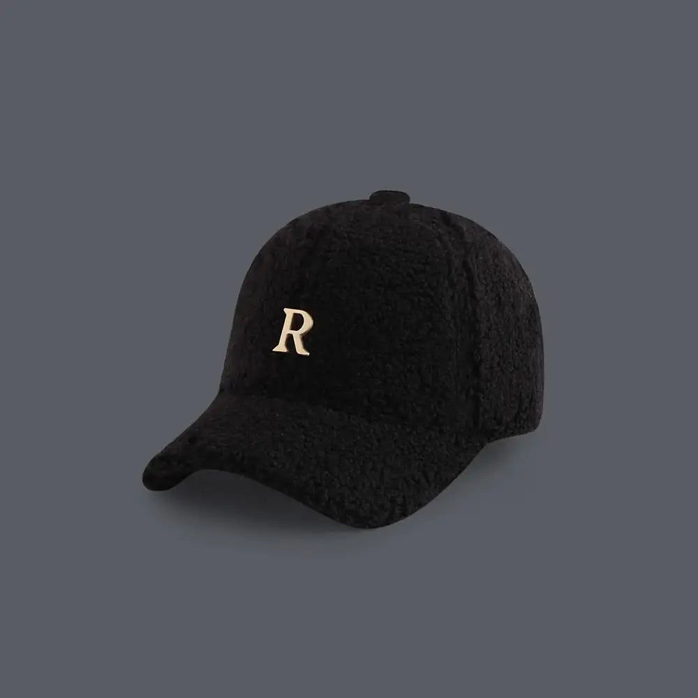 Baseball Cap Winter Hats For Women Men Unisex Letter Metal Logo Imitation Cashmere Keep Warm Simple Casual Winter Cap New Velvet