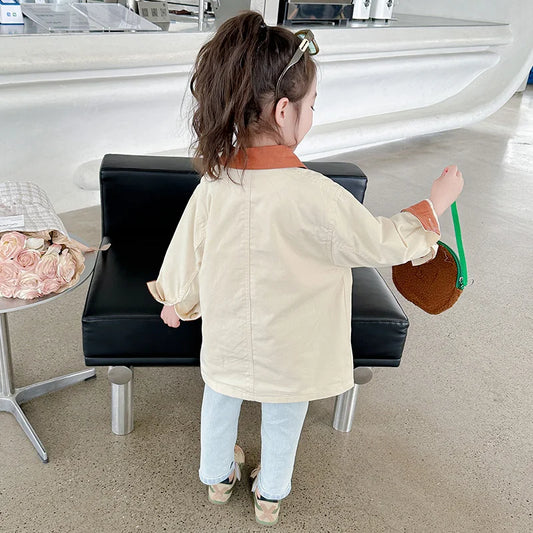Baby Kids Jackets for Girls Trench Coat Casual Outfits Autumn Spring Tops Children Clothes