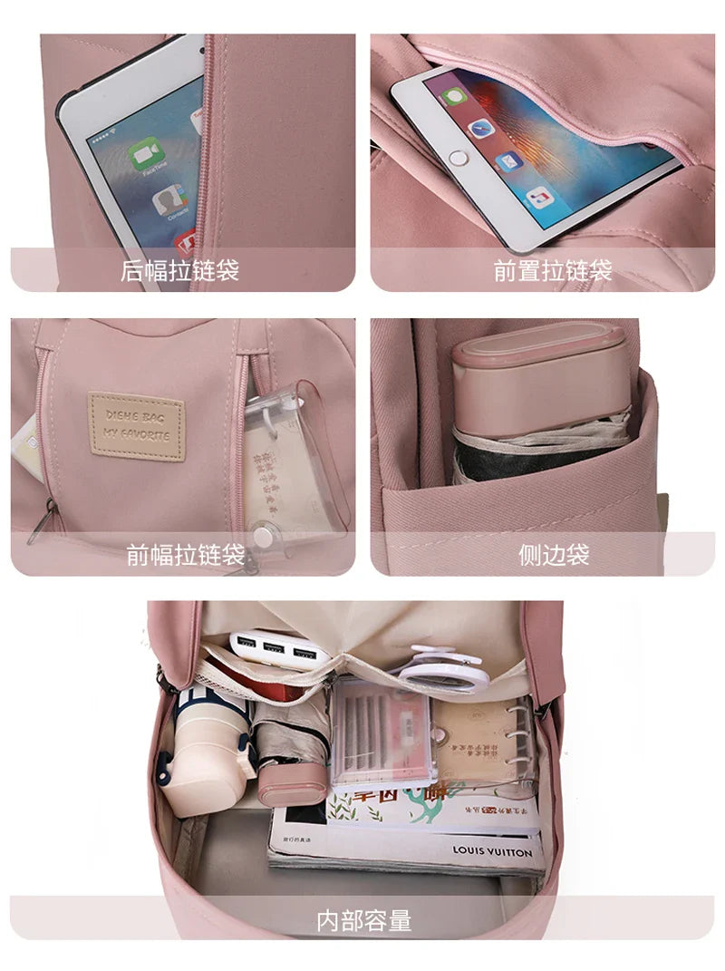 DIEHE Solid Color Women Backpack High Quality Youth Waterproof Backpacks for Teenage Girls Female School Shoulder Bag Bagpack