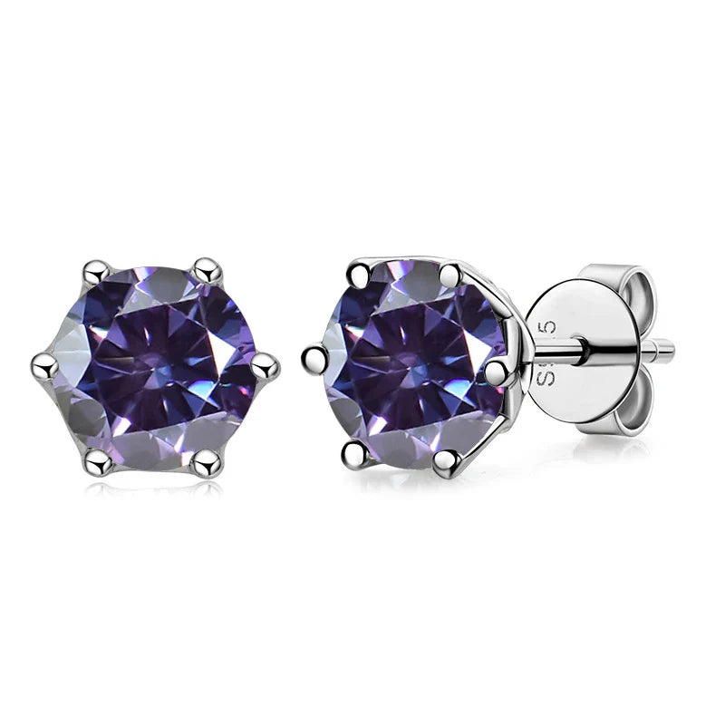 Butterflykiss Real 1 CT D Color Moissanite Stud Earrings For Women Top Quality 925 Sterling Silver Sparkling Wedding Jewelry