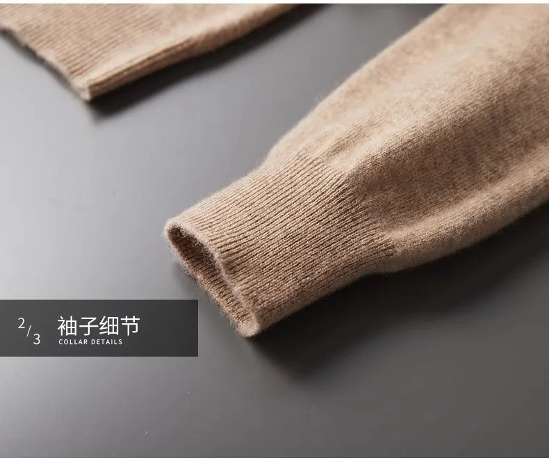 Men's One-piece ready-to-wear Hoodie 100% Merino Wool Knitted Sweatshirt Autumn