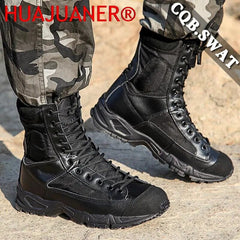 Men Combat Tactical Boots Outdoor Hiking Desert Leather Ankle Boots Military