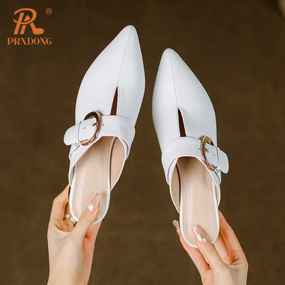 Classics Cross-tied Women's Pumps Genuine Leather Round Toe Platform Med Heels Retro Dress Party Casual Lady Shoes Footwear 42