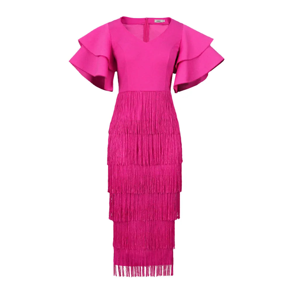 Evening Dresses: Luxury Women's Elegant Dress Plus Size Tassel Evening Dresses