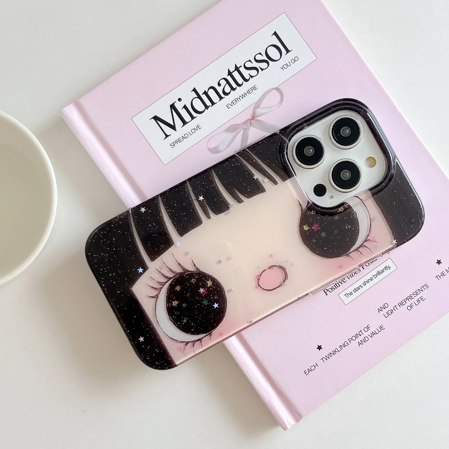 Dreamy INS Glittering Big Eyes Comic Girl Lovely Phone Case for iPhone 17 16 15 14 11 12 13 Pro Max Plus Back Cover