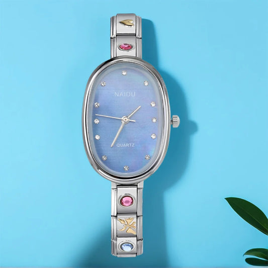 URING Fashion New Niche Watch Female Style Female Student Ellipse Quartz Watch Stainless Steel Strap Width 9mm Everyday Gifts