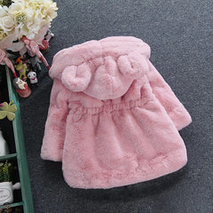 Toddler Girls Fur Coat Solid Color Girls Coats Casual Style Kids Coat