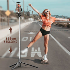 1580mm Reinforced Live Bluetooth Tripod Selfie Stick Without Fill Light