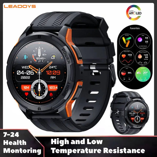 LEADOYS C25  AMOLED Sport SmartWatch Men 1.43''466*466 HD Big Screen 410 MAh Large Battery AI Voice BT Call Watch Men Smart