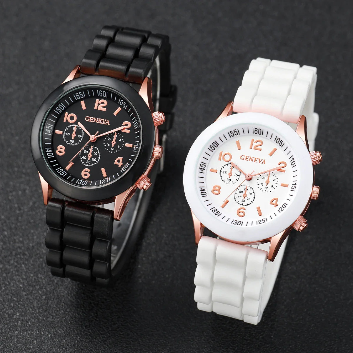 2/3PCS Women Watches Fashion Arabic Dial Silicone Band Quartz Watch Set（Without Box）