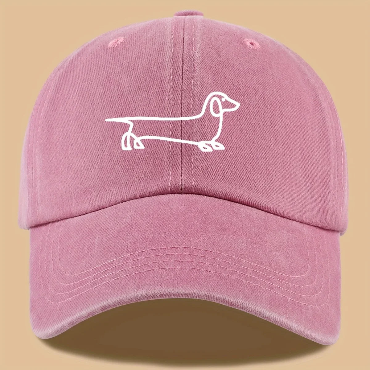 Simple dog print baseball cap, versatile for both men and women, suitable for outdoor travel as a hat for pet enthusiasts