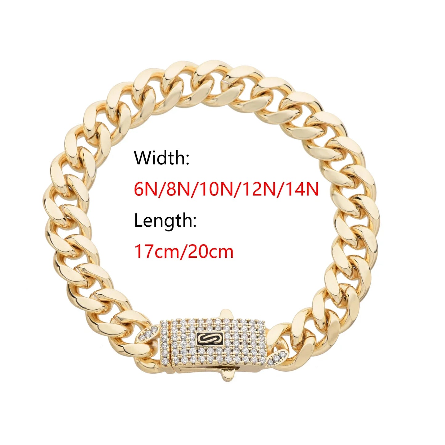14K Monaco new chain for men and women, brass, cubic zirconia, fashionable Monaco bracelet for men and women